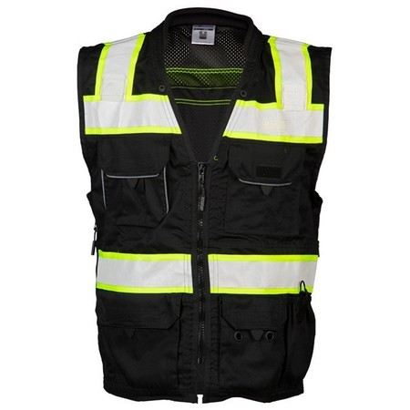 KISHIGO L, Black Enhanced Visibility Professional Utility Vest B500-L